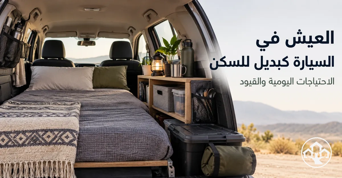 تجهيز للعيش في السيارة يوضح مساحة النوم والاحتياجات اليومية الأساسية