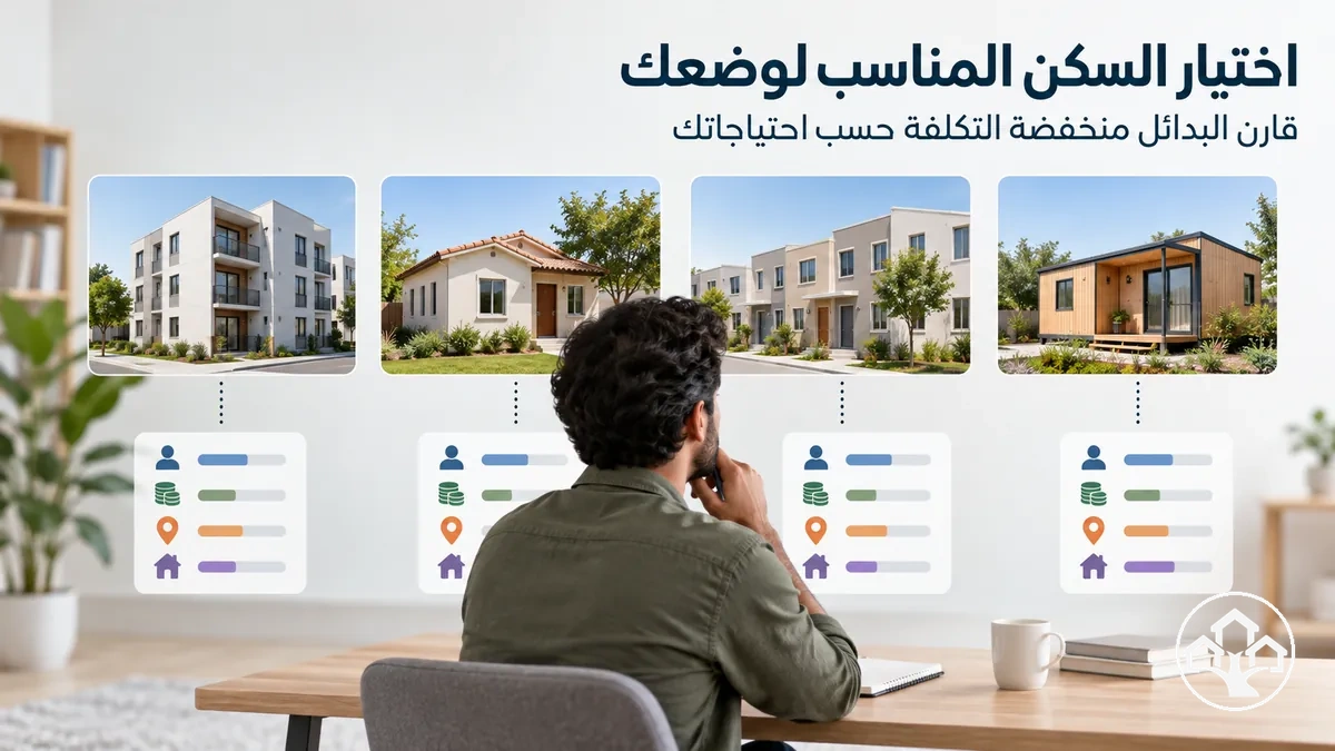 مقارنة بدائل السكن منخفضة التكلفة وفق الوضع الشخصي والاحتياجات