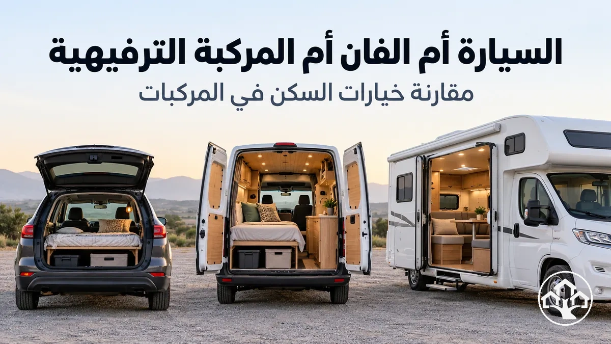 سيارة وفان ومركبة ترفيهية جنبًا إلى جنب لمقارنة خيارات السكن