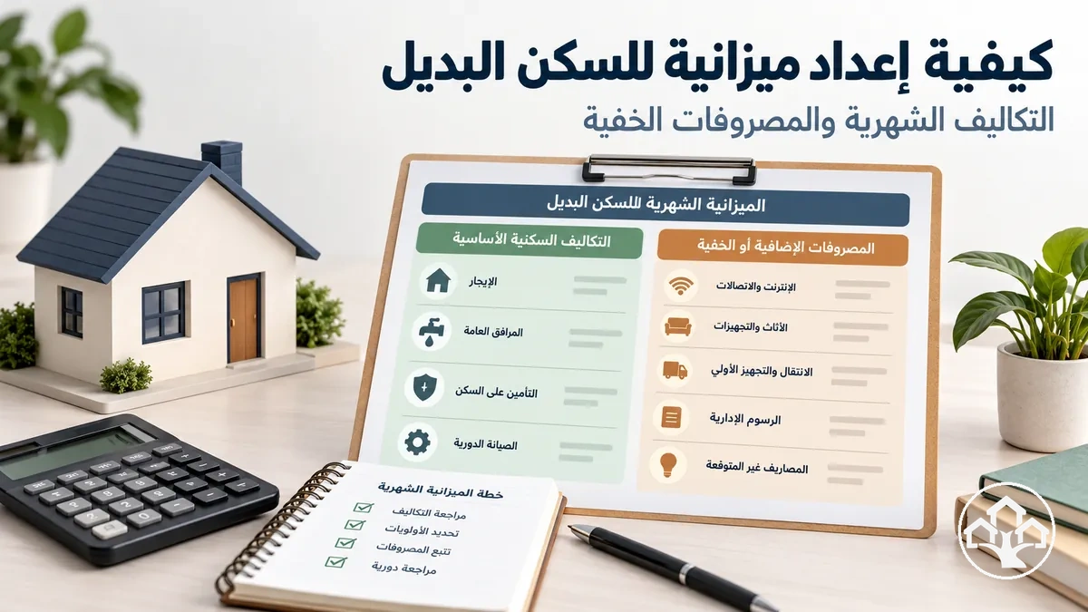 ميزانية شهرية توضح تكاليف السكن البديل والمصروفات الخفية