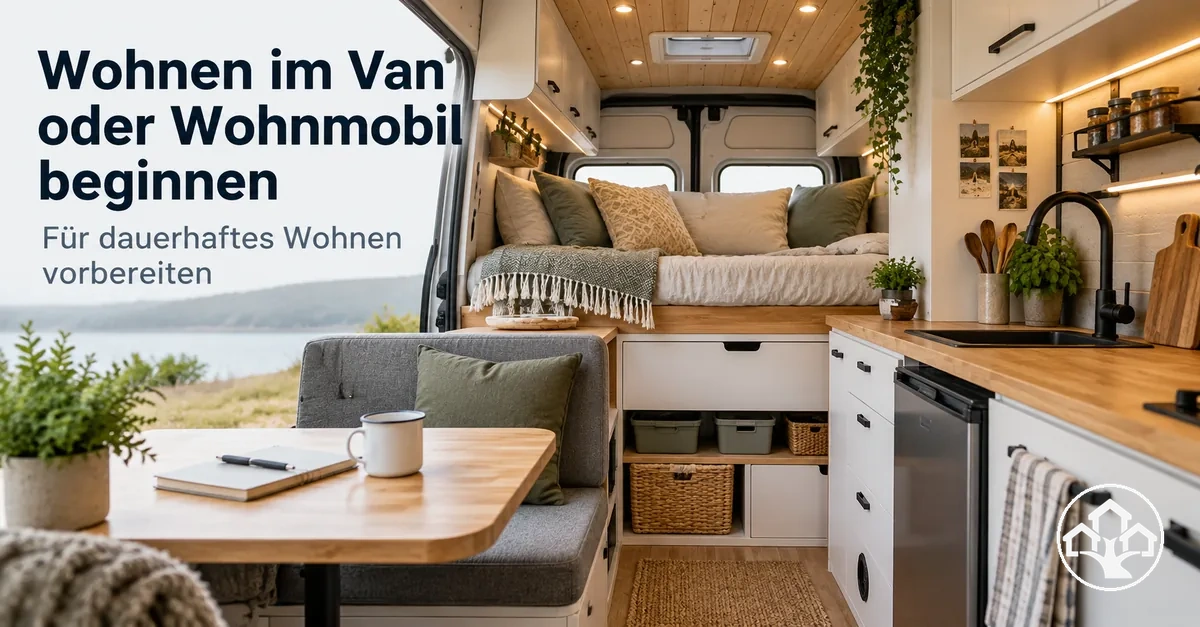 Innenraum eines Vans oder Wohnmobils für dauerhaftes Wohnen eingerichtet