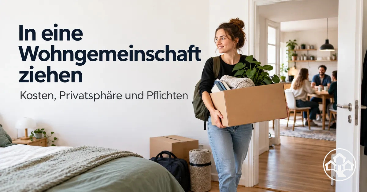Einzug in eine Wohngemeinschaft mit persönlichen Gegenständen und Gemeinschaftsbereichen
