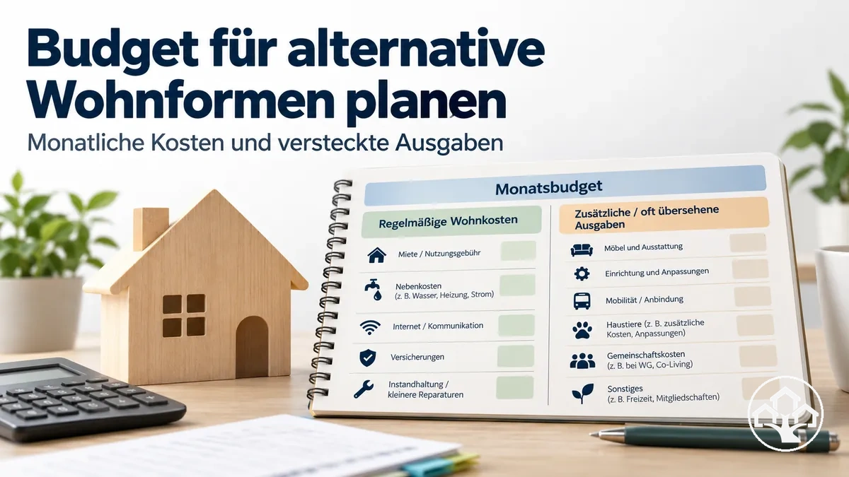 Monatsbudget mit Kosten alternativer Wohnformen und versteckten Ausgaben