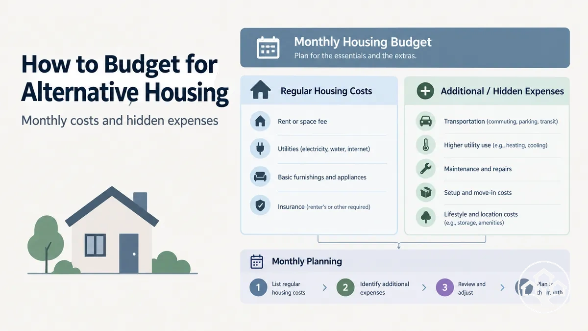 Monthly budget showing alternative housing costs and hidden expenses