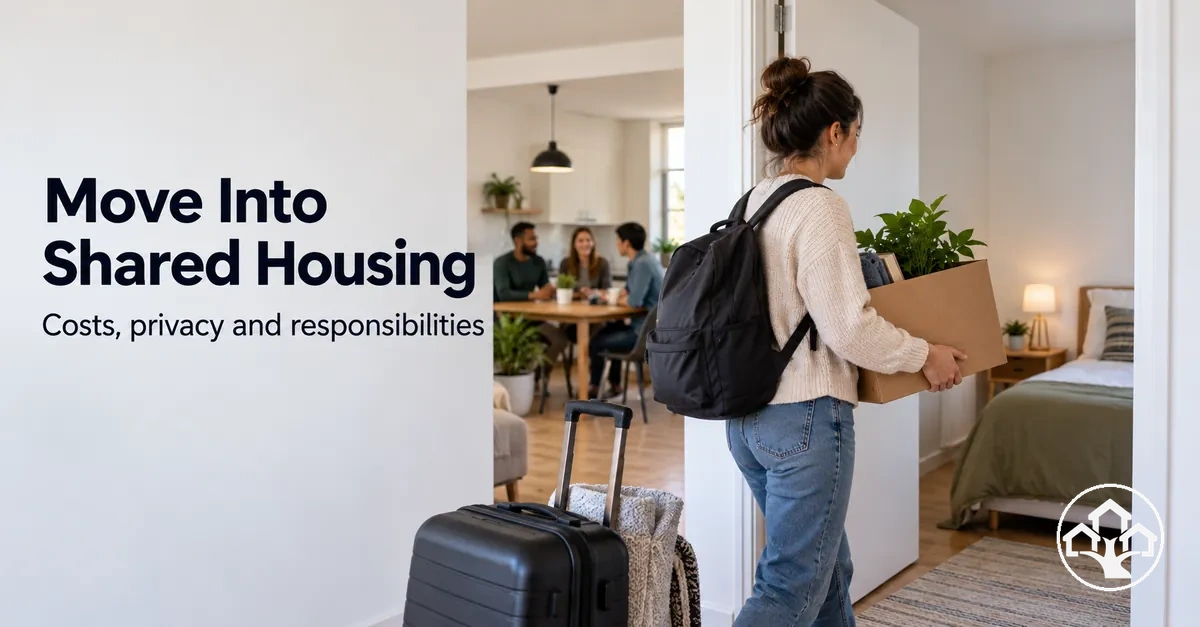 Moving into shared housing with personal belongings and shared spaces