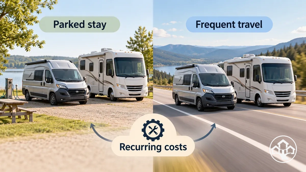 Van and RV parked-stay and driving patterns that influence recurring expenses
