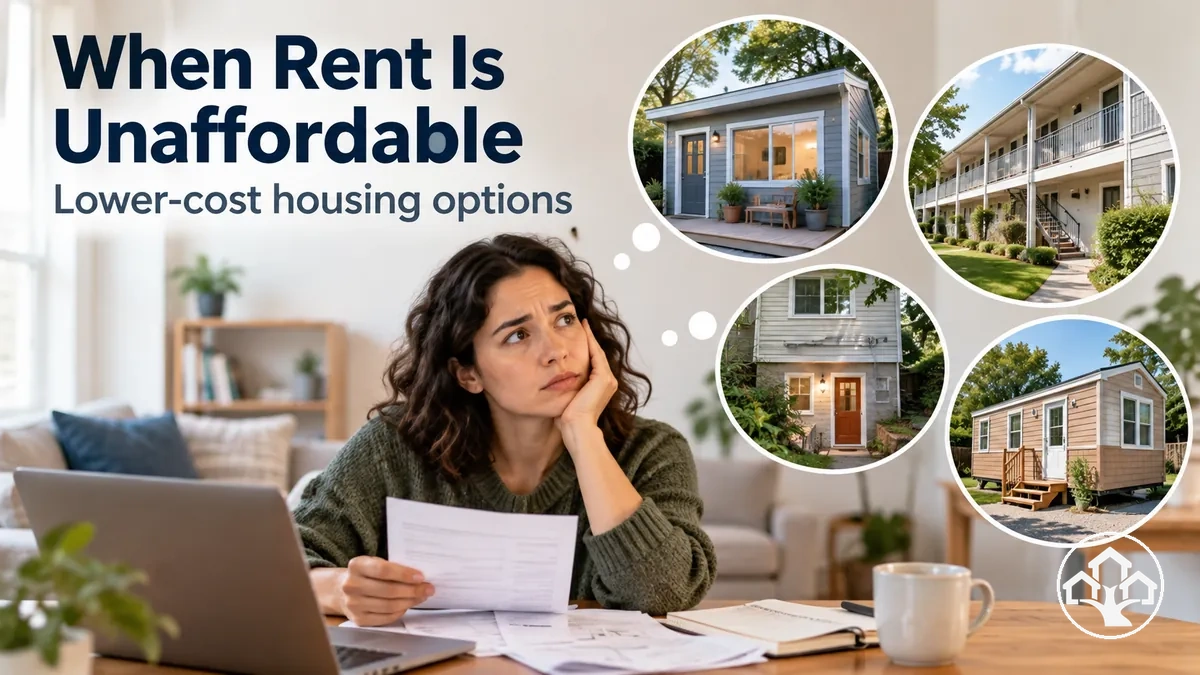 Lower-cost housing options for a person facing unaffordable rent