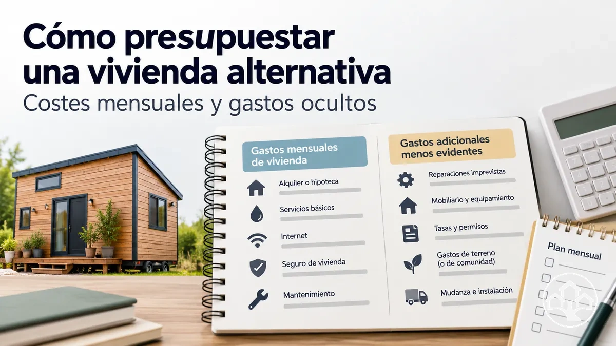 Presupuesto mensual con los costes de una vivienda alternativa y gastos ocultos