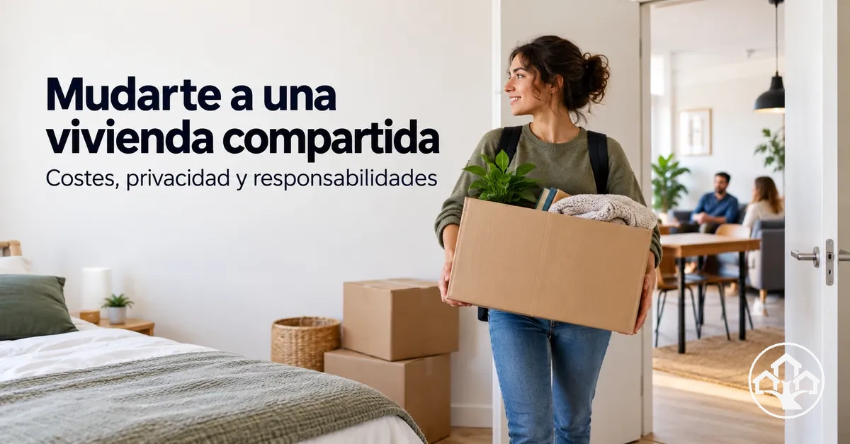 Mudanza a una vivienda compartida con pertenencias personales y espacios comunes