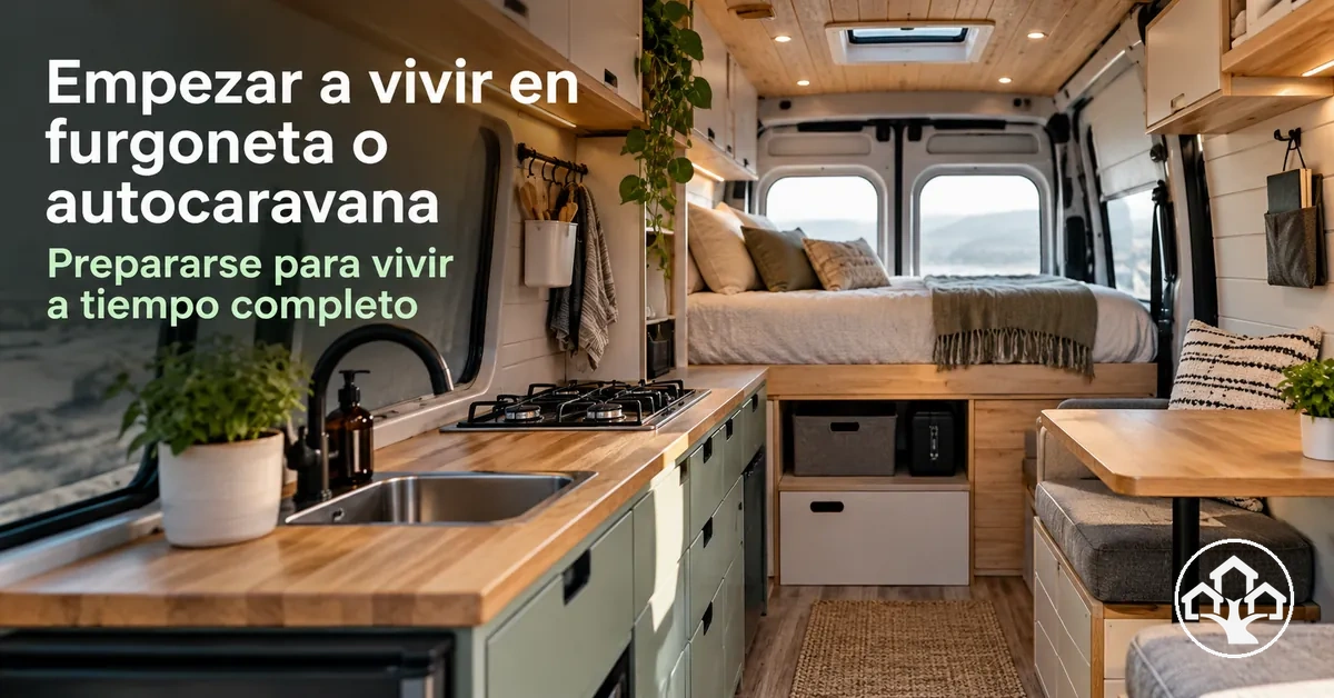 Interior de una furgoneta o autocaravana preparado para vivir a tiempo completo