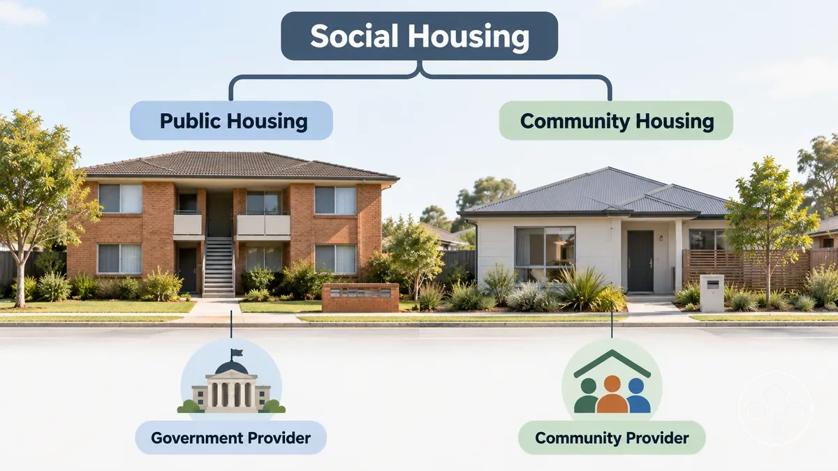 Principales tipos de vivienda subvencionada, incluyendo vivienda pública, vivienda comunitaria y vivienda social