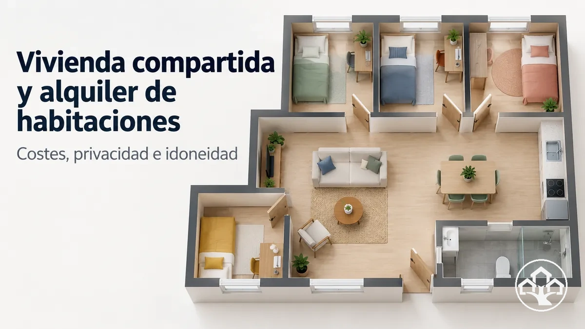 Vivienda compartida con habitaciones privadas y zonas comunes