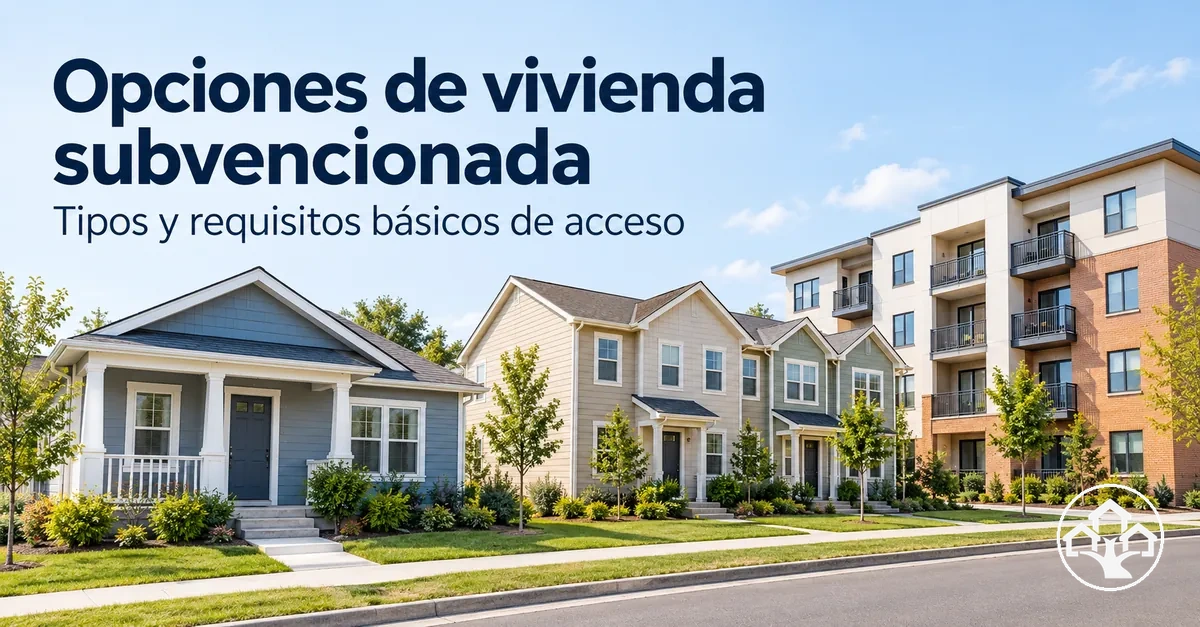 Distintas opciones de vivienda subvencionada representadas como hogares asequibles