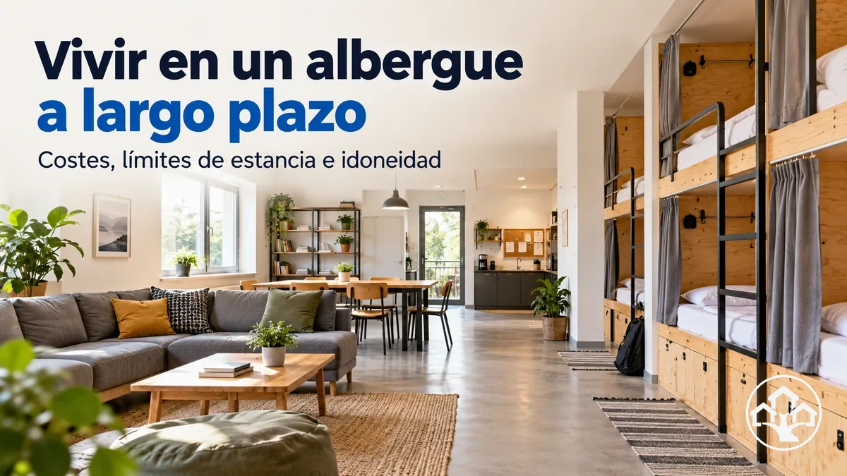 Alojamiento de larga estancia en albergue con dormitorios y zonas comunes compartidos