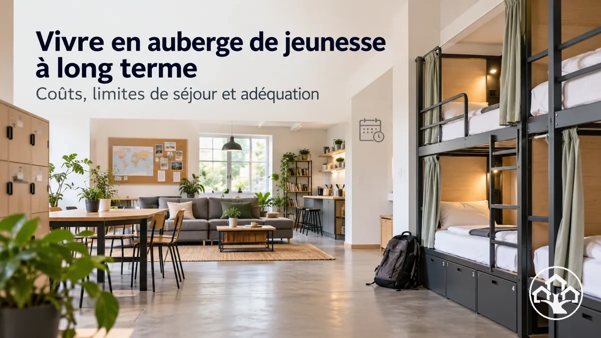 Hébergement de longue durée en auberge de jeunesse avec dortoirs et espaces communs