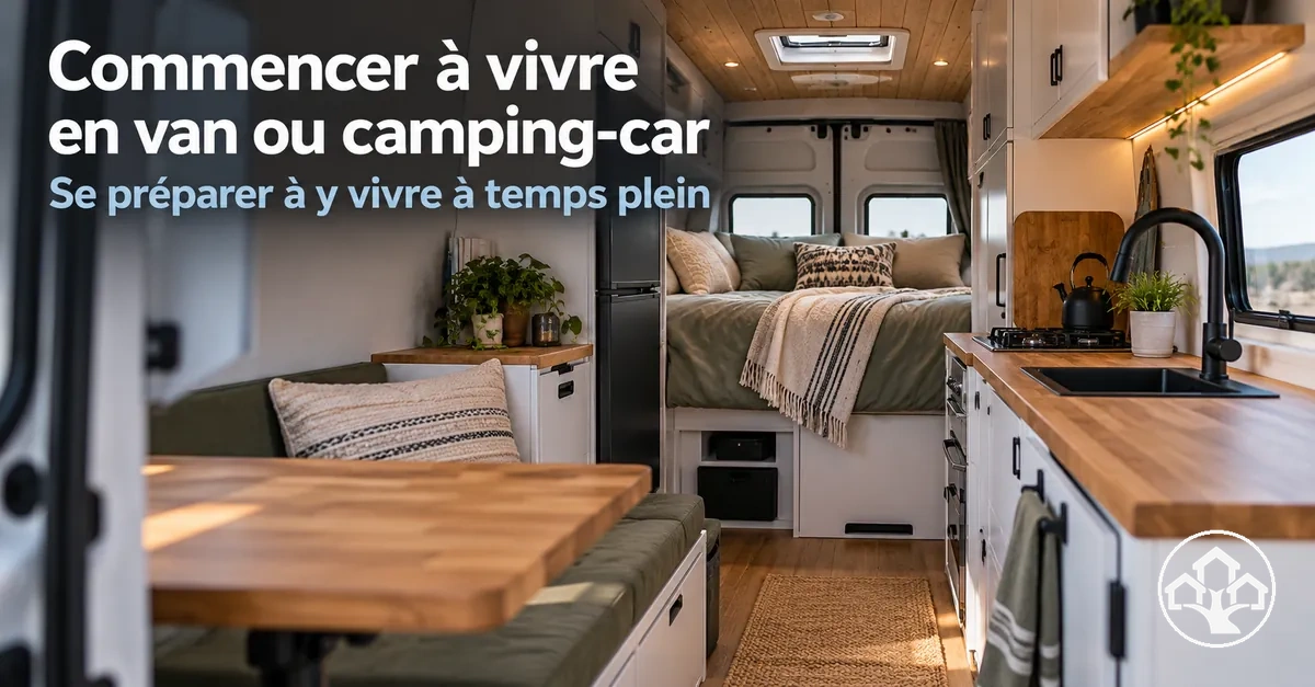 Intérieur d’un van ou d’un camping-car aménagé pour commencer à y vivre à temps plein