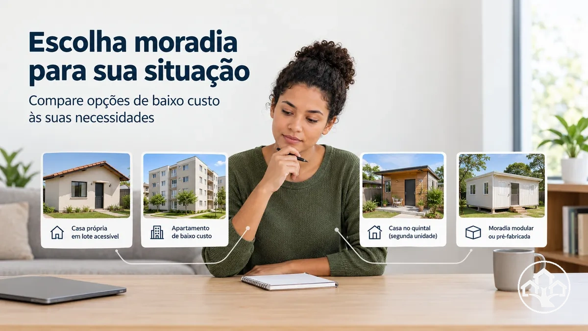 Alternativas de moradia de baixo custo comparadas conforme necessidades e situação pessoal