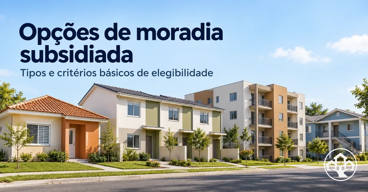 Diferentes opções de moradia subsidiada representadas como moradias de custo mais acessível