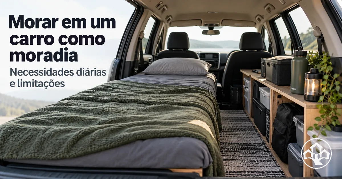 Carro preparado para morar, com espaço para dormir e itens essenciais do dia a dia