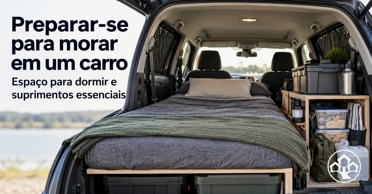 Carro preparado para morar, com espaço para dormir e suprimentos essenciais