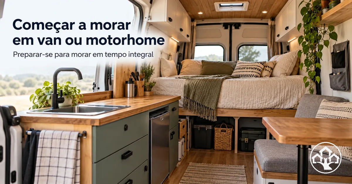 Interior de van ou motorhome preparado para morar em tempo integral