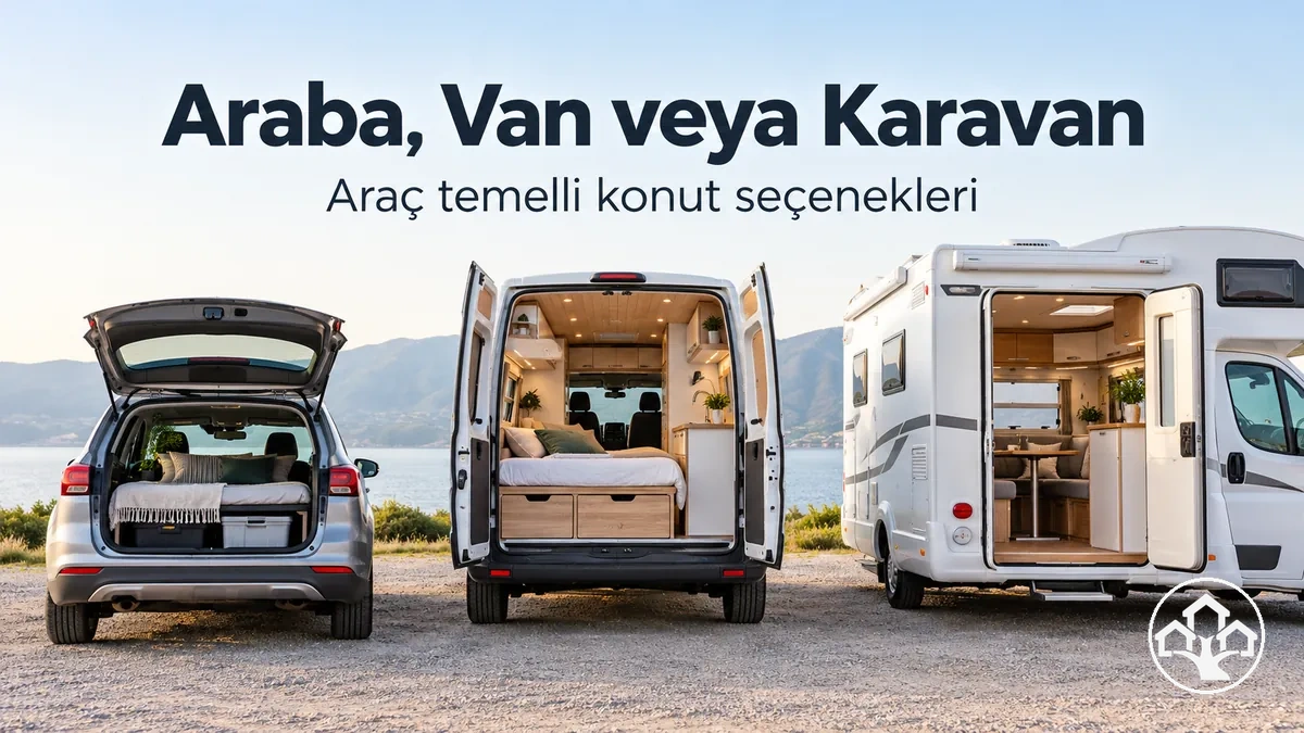 Konut seçeneği olarak karşılaştırılan araba, van ve karavan