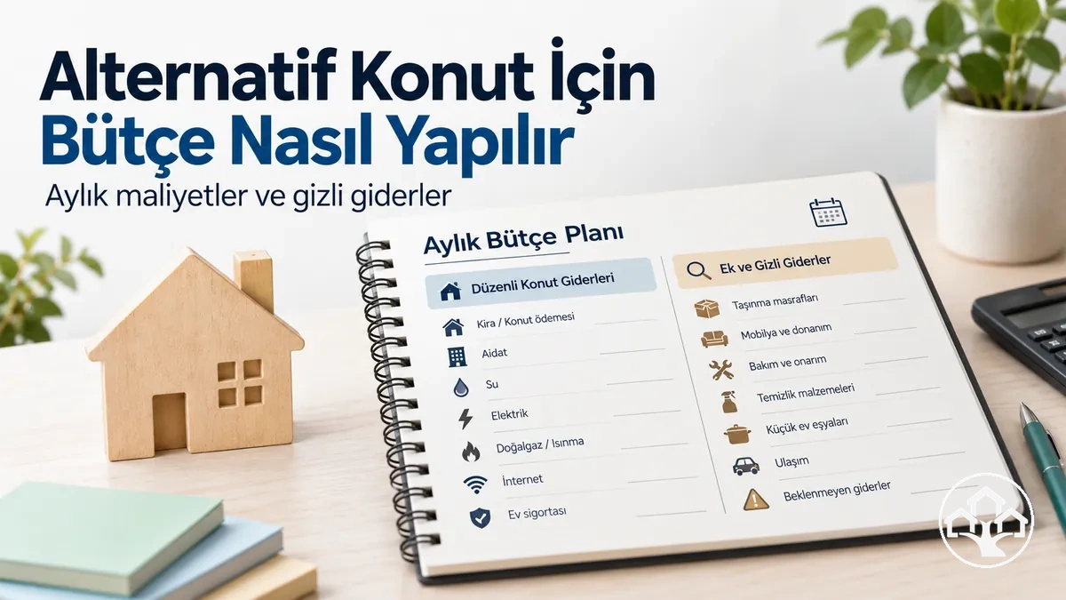 Alternatif konutun aylık maliyetlerini ve gizli giderlerini gösteren bütçe