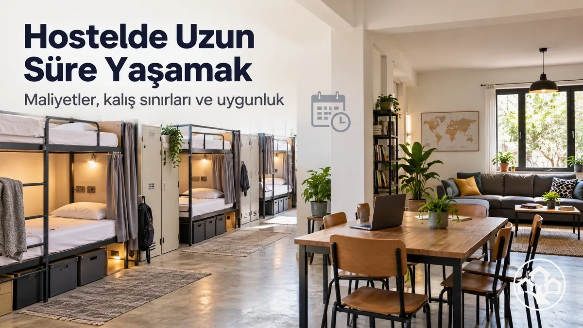 Ortak yatak ve yaşam alanları bulunan uzun süreli hostel konaklaması
