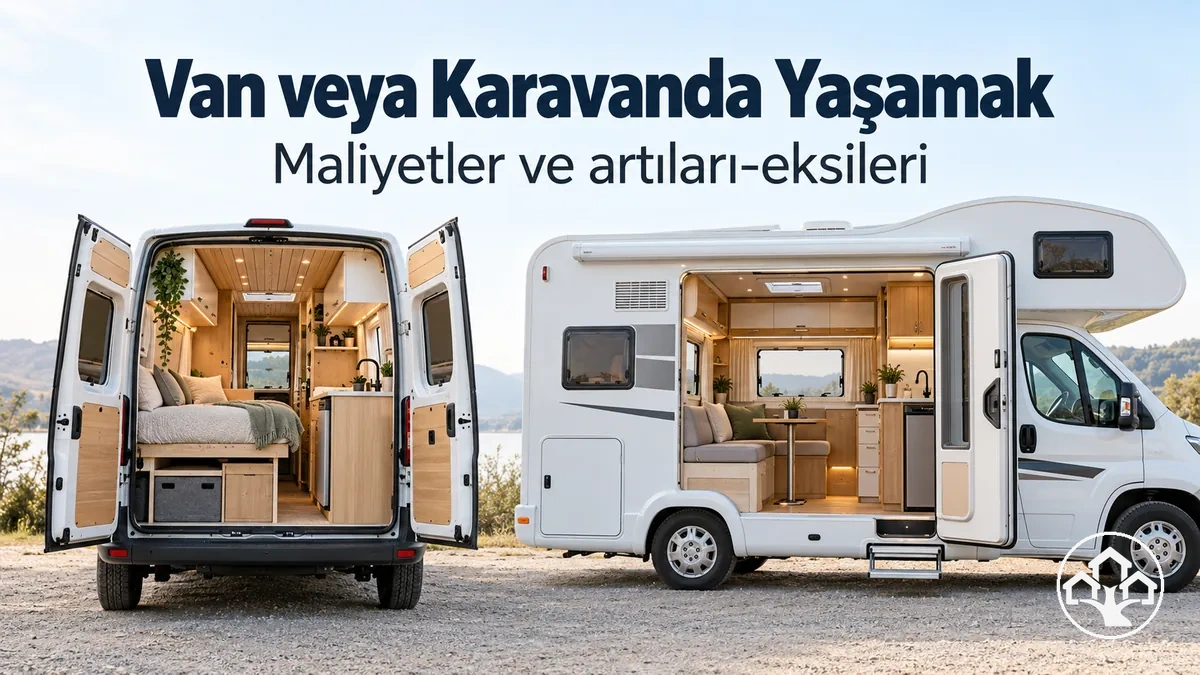 Kompakt yaşam alanı olarak düzenlenmiş van ve karavan